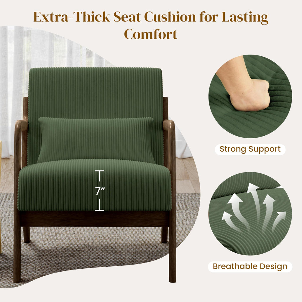 Dark Green Corduroy Accent Chair Set of 2 T9555