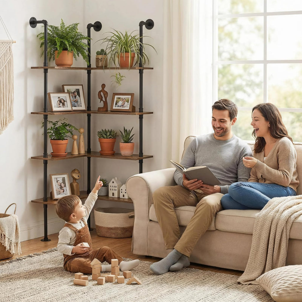 Industrial Pipe Corner Bookshelf W1311