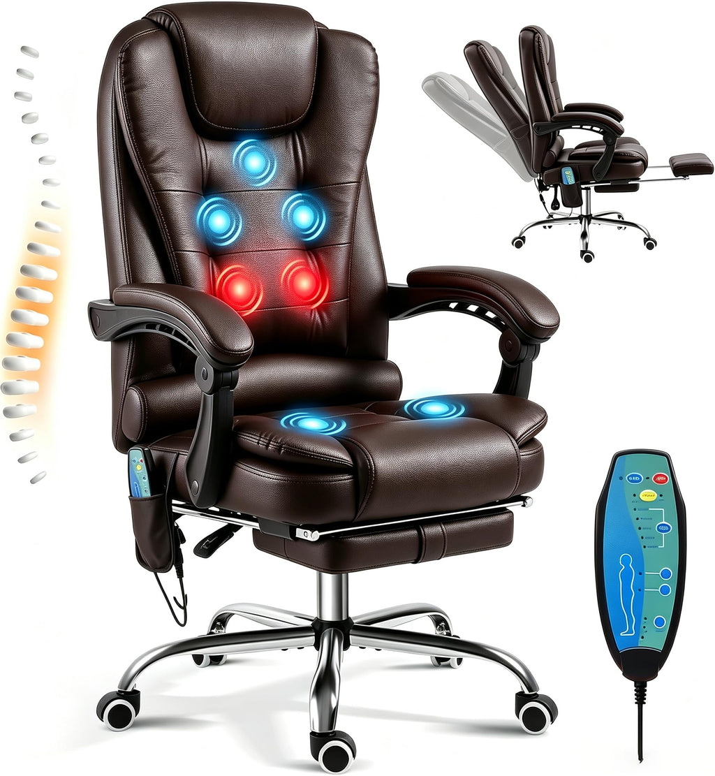 Massage Office Chair with Heat Function & Footrest T3110