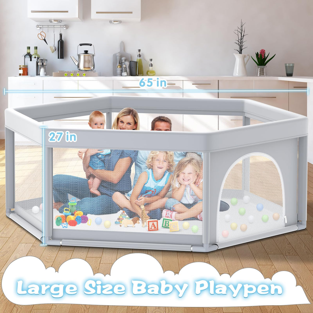 65x65 Inch Hexagonal Baby Playpen M200
