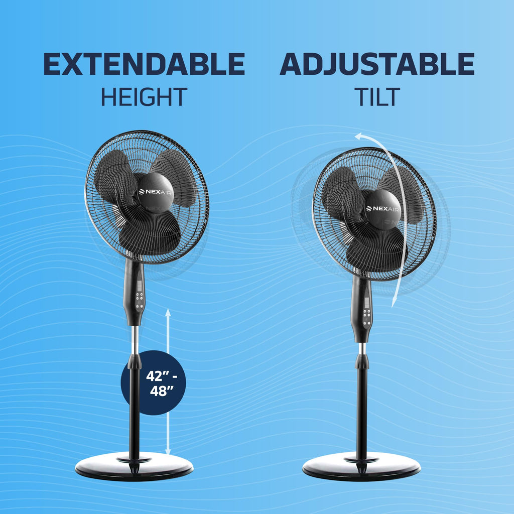 16 Inch Oscillating Pedestal Fan with Remote Control, 3 Speed, Adjustable Height R2753