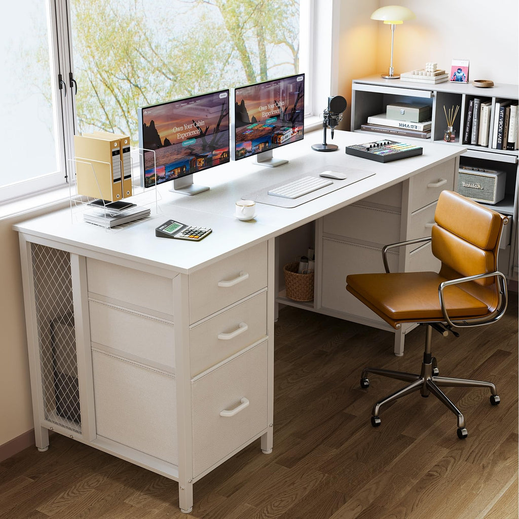 63 inch Computer Desk with 6 Fabric Drawers D658725