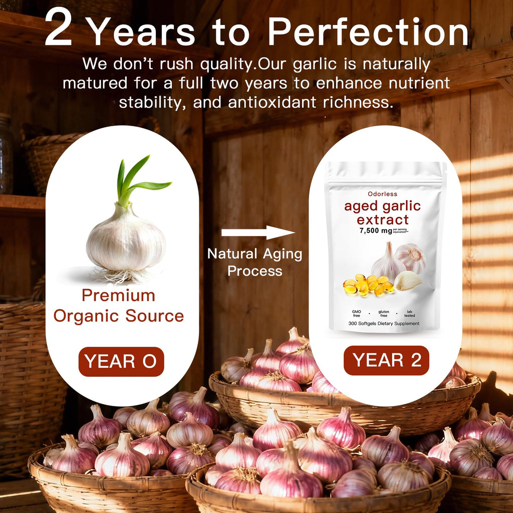 7500mg Organic Garlic Capsules Supplement, Vegetarian, Non-GMO, 300 Count A56940