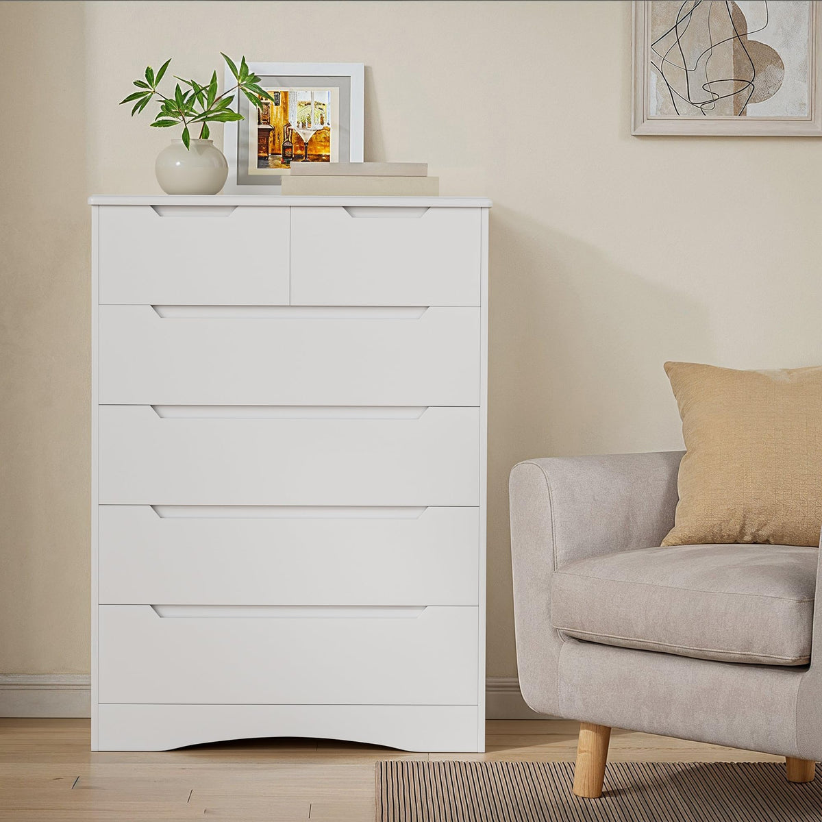 White 6 Drawer Dresser I672