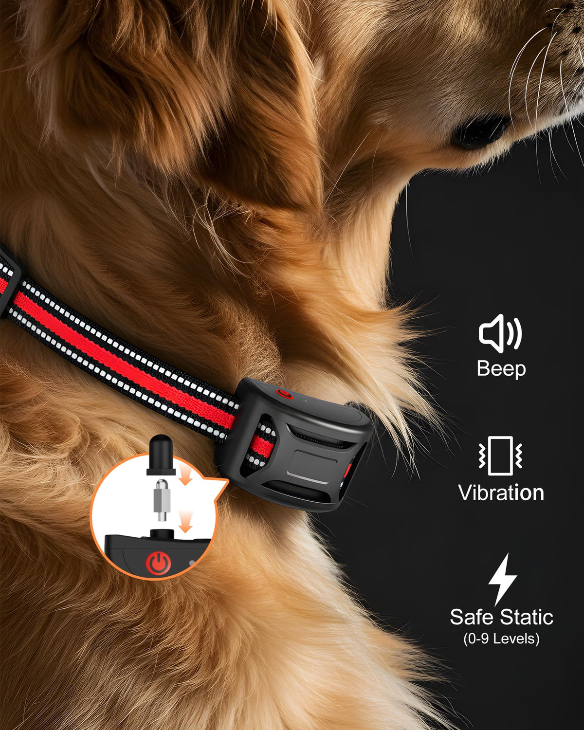 Wireless Dog Fence System 2-in-1 Pet Containment Training Collar IPX6 Waterproof Rechargeable Black Red Y359362