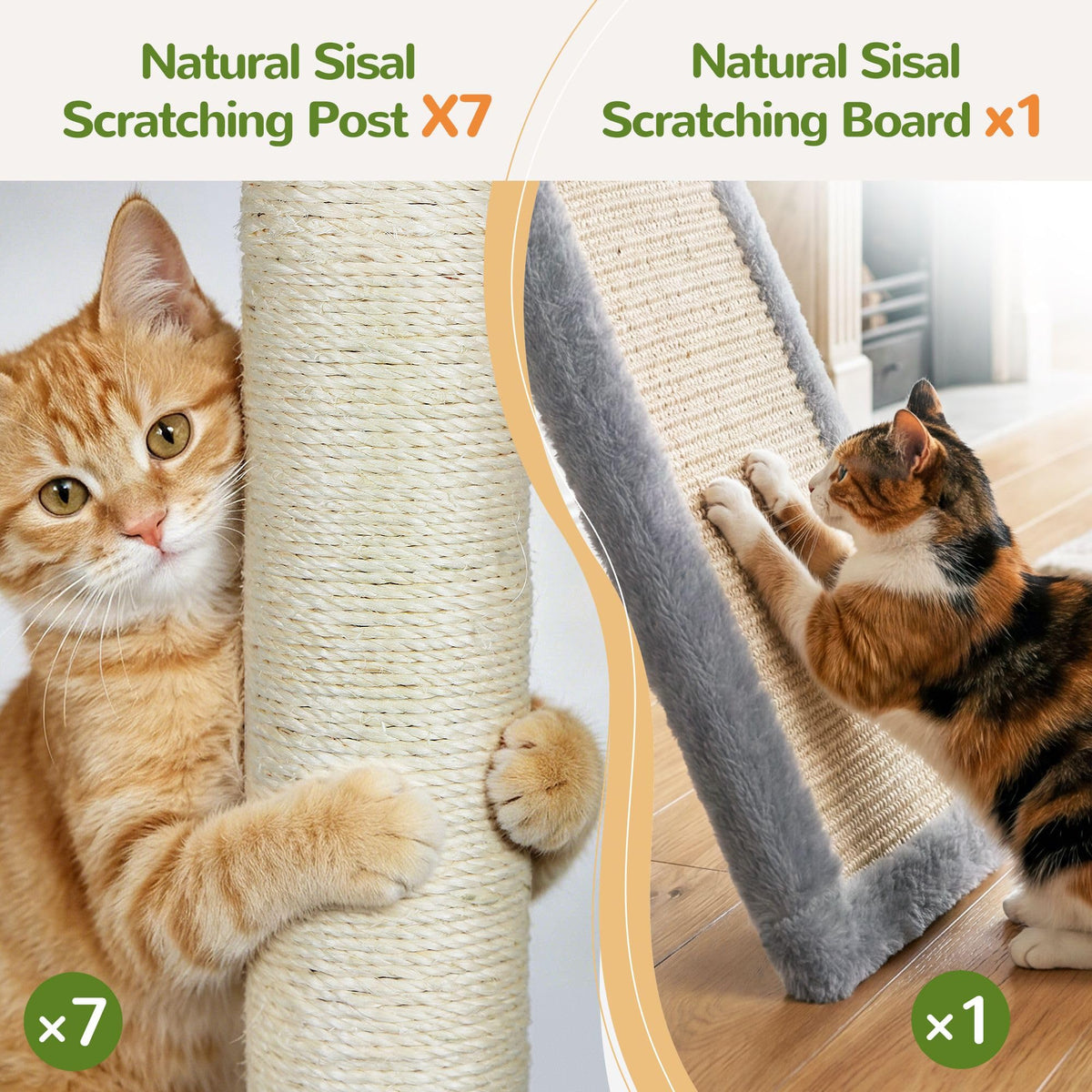 70 Inch Light Grey Cat Tree with Scratching Post K659