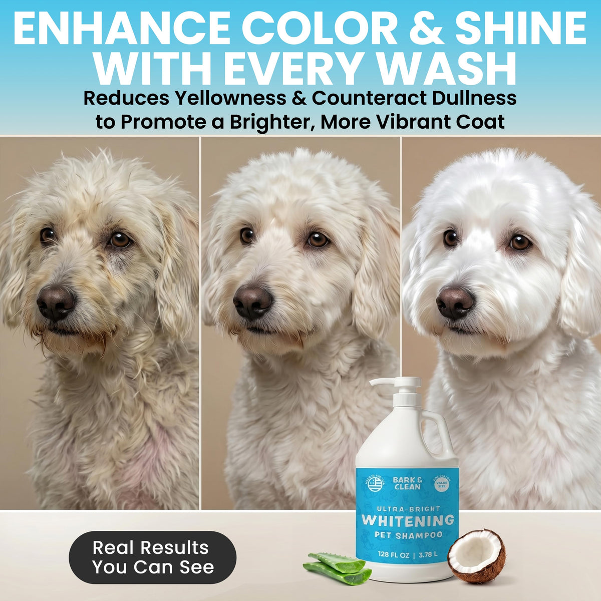 Whitening Dog Shampoo with Pump, 1 Gallon Aloe Coconut Q2389