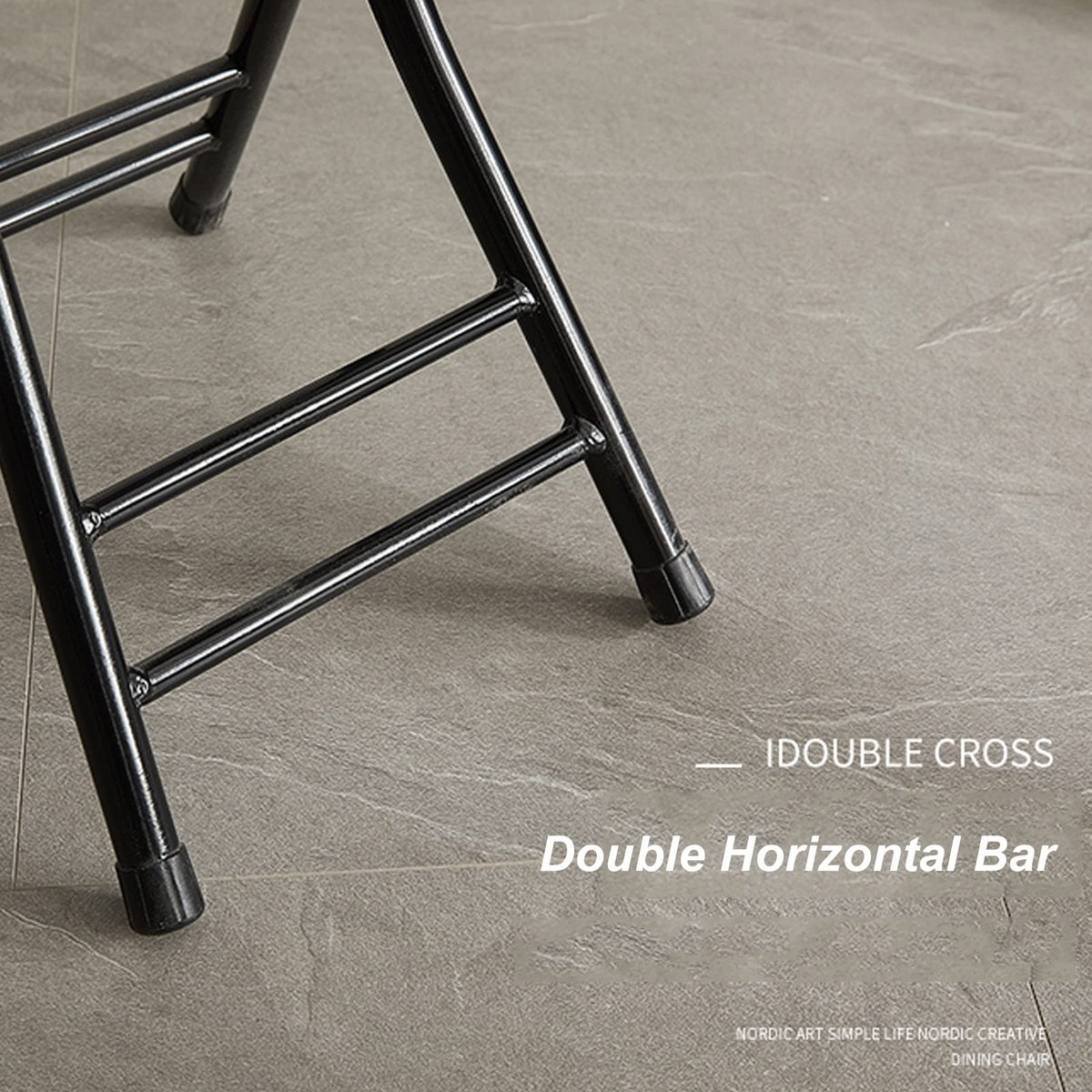 Black 18 Inch Folding Stool with Backrest and Footrest H4394