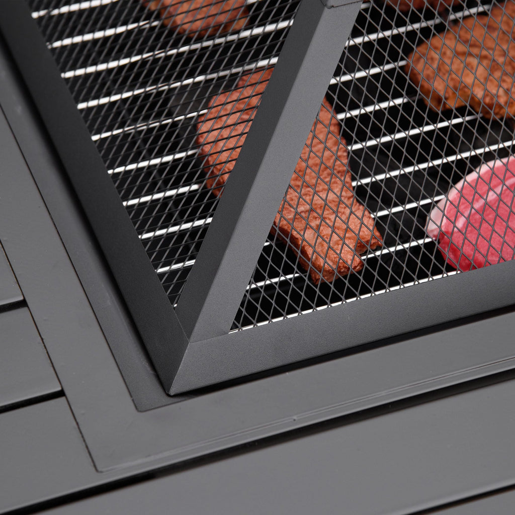 34" Black Metal Fire Pit with Grill Y334