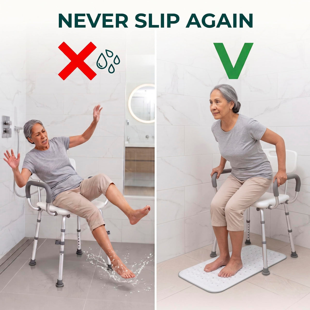 Adjustable Shower Chair with Mat G972