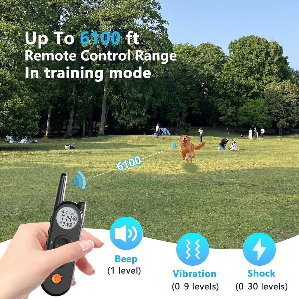 Wireless Dog Fence and Remote Training Collar, IPX7 Waterproof, Black N7827