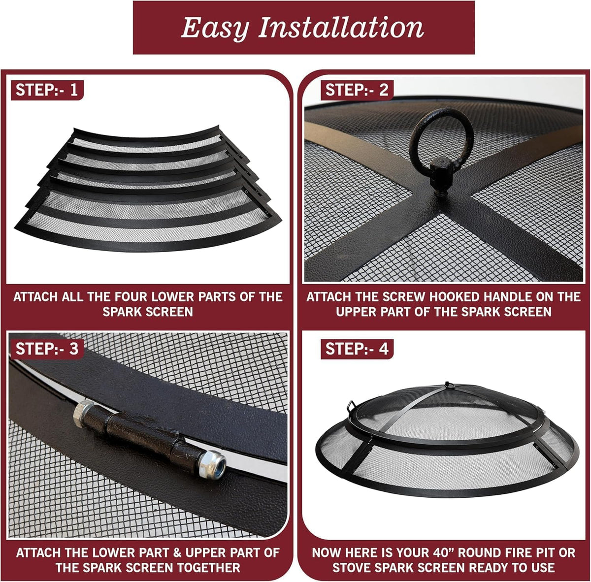 40 Inch Round Heavy Duty Fire Pit Screen A2248