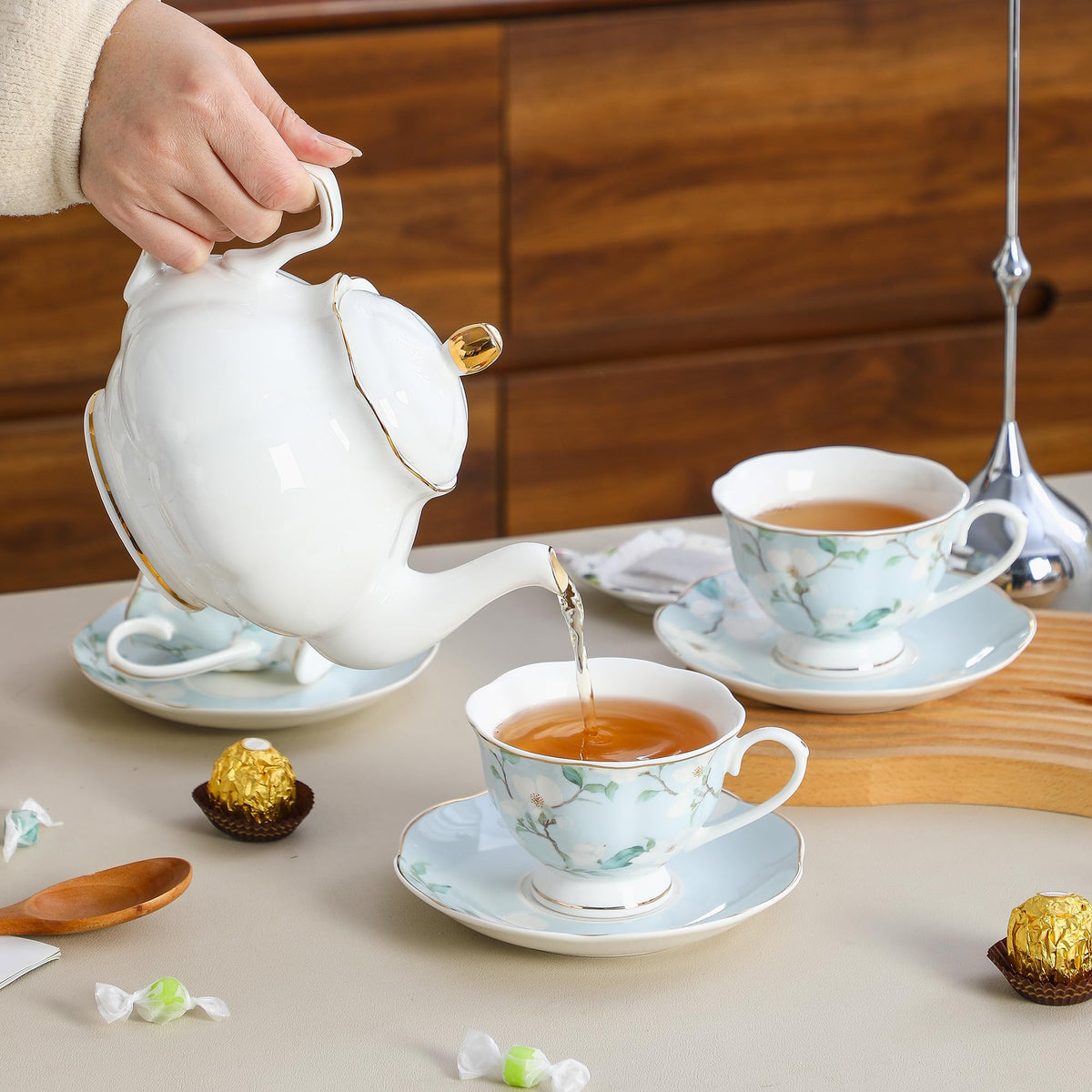 6oz Porcelain Tea Cup & Saucer Set of 6 L2069