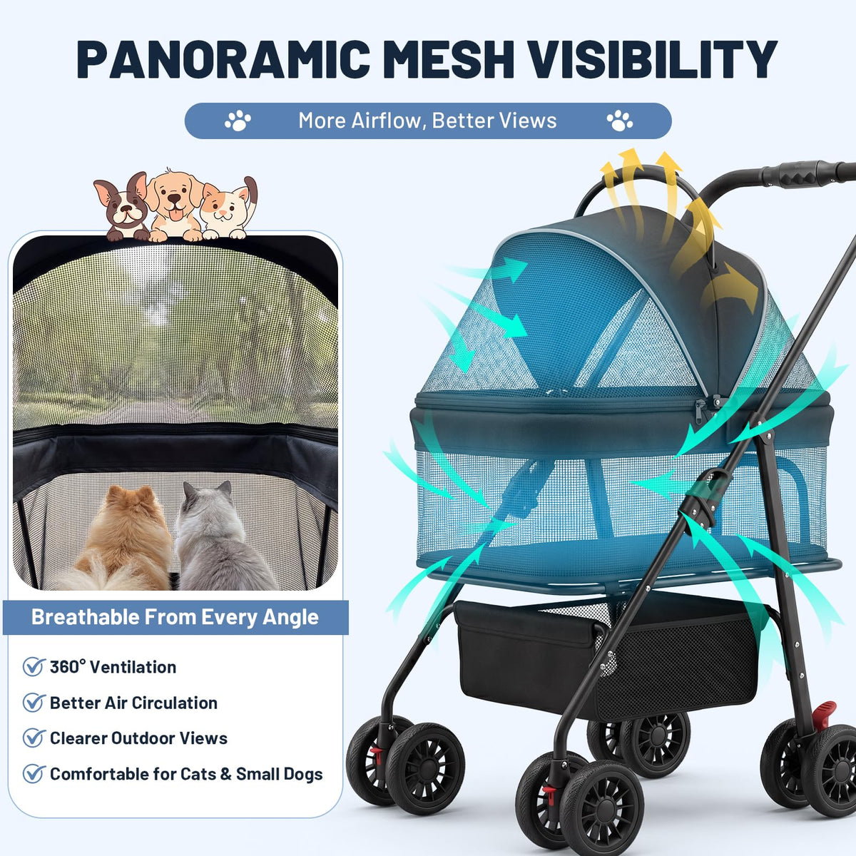 Foldable Pet Stroller with Detachable Carrier O9144