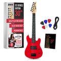 30” Electric Guitar Kit with Amp Cable, 6 Picks, Solid Wood Body, Red F97896