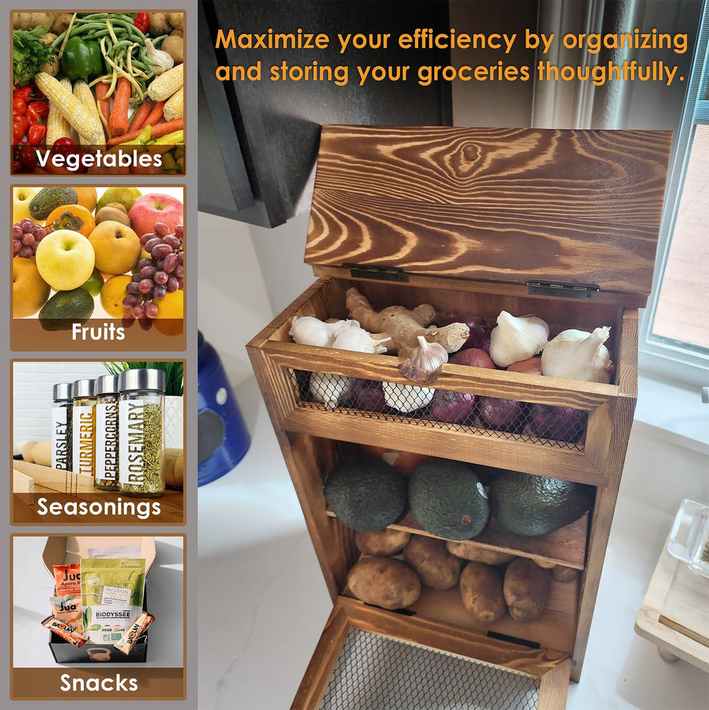 Wood Countertop Potato and Onion Storage Cabinet L765
