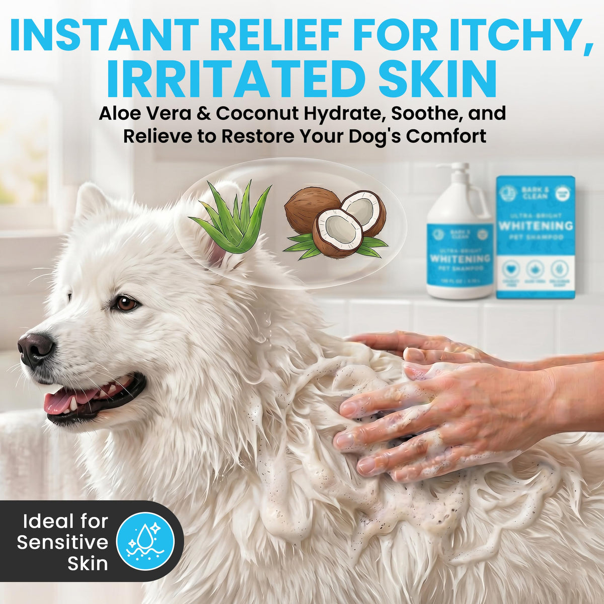 Whitening Dog Shampoo with Pump, 1 Gallon Aloe Coconut Q2389
