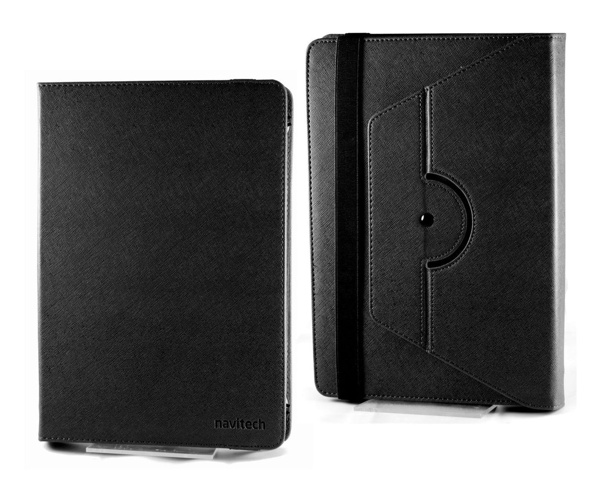 Black Faux Leather Hard Case Cover with 360 Rotational Stand Q77525