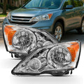 2007-11 Honda CR-V Headlight Assembly Chrome Housing Clear Lens Full Set M950341