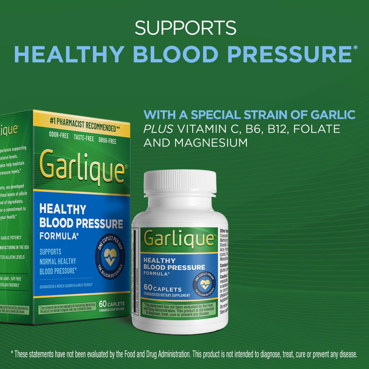 Odorless Vegan Garlic Extract Supplement 60 Caplets U8312