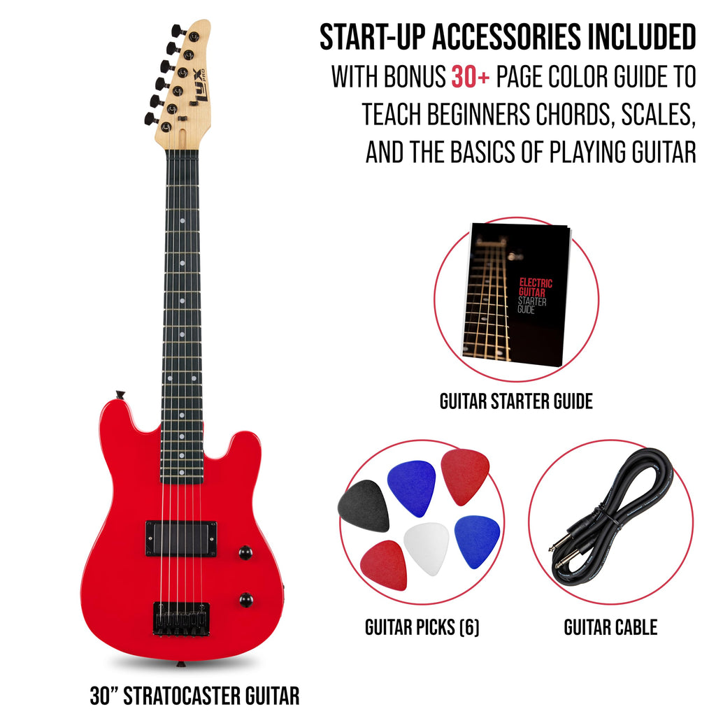 30” Electric Guitar Kit with Amp Cable, 6 Picks, Solid Wood Body, Red F97896