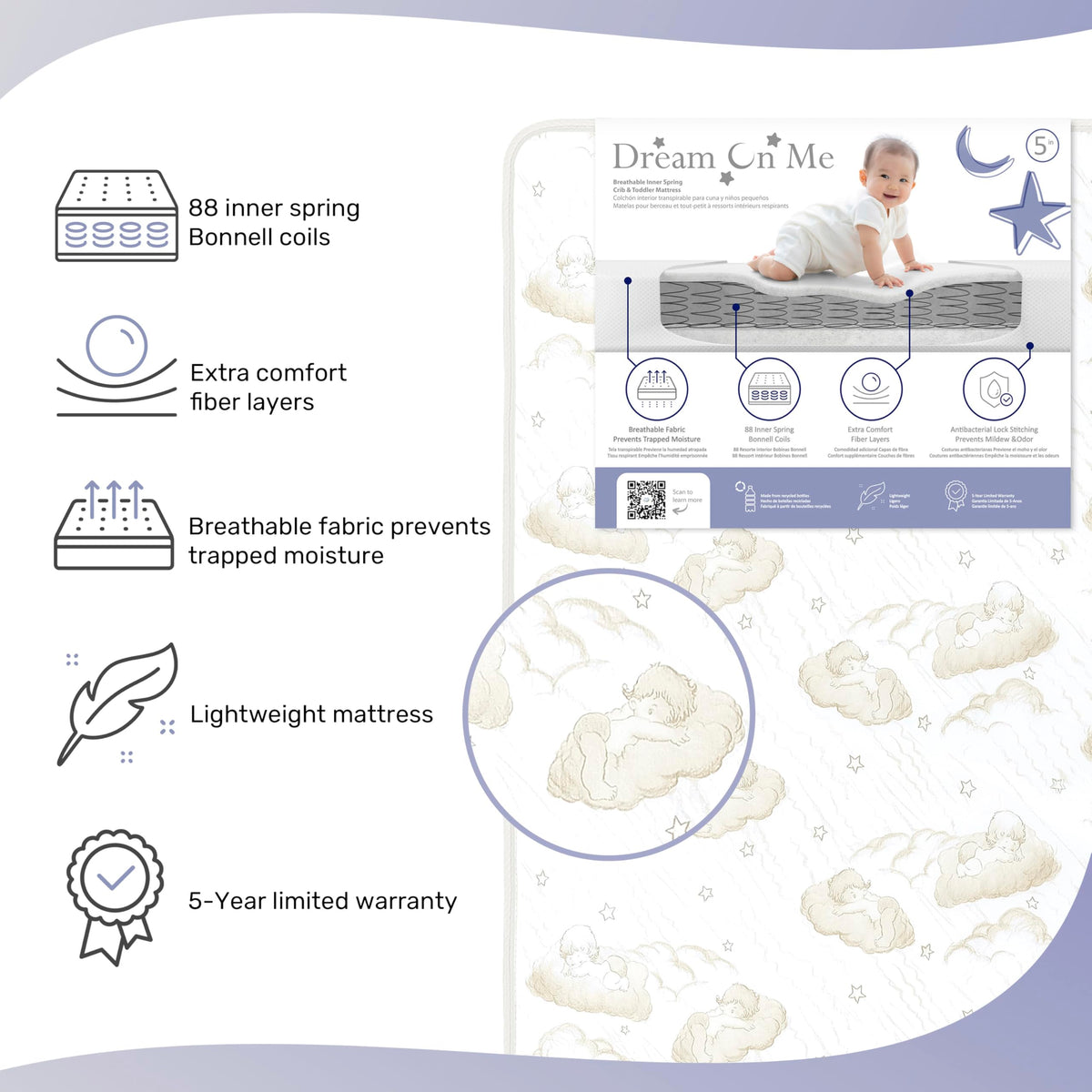 2-in-1 Breathable Spring Coil Crib & Toddler Mattress W288