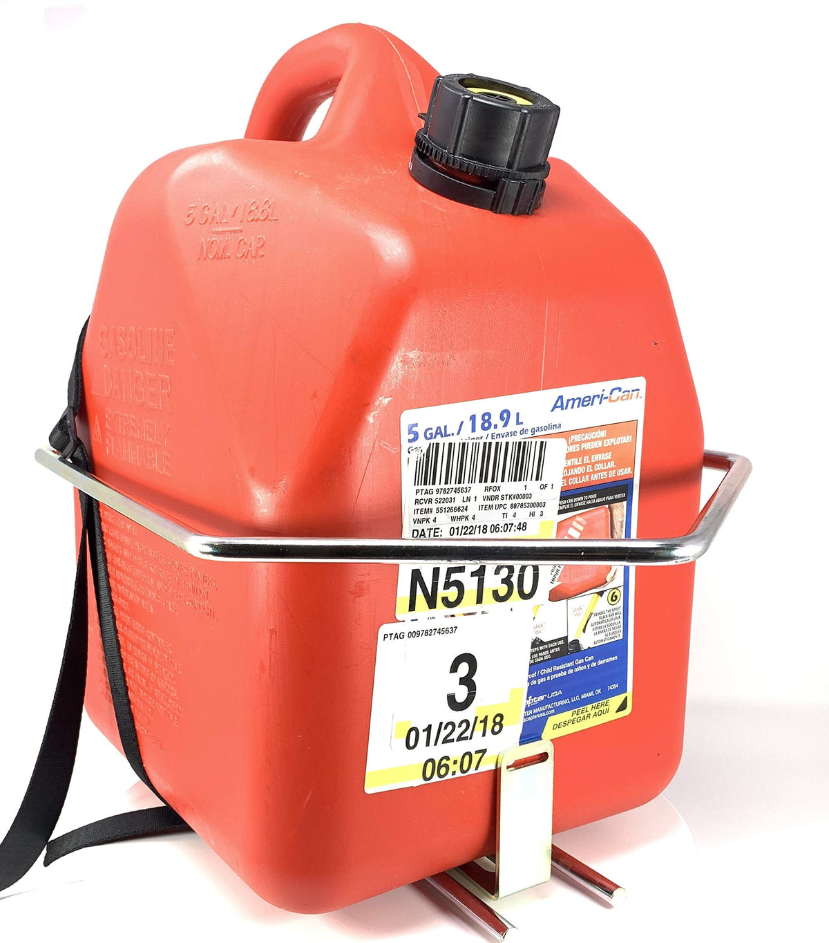 5 Gallon Gas Can Holder Mounting Bracket Kit with Support Straps W7985
