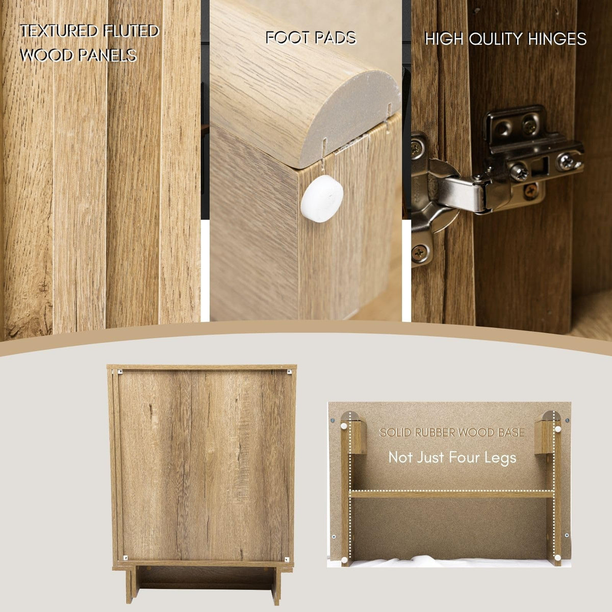 Brown Oak Fluted Sideboard Buffet Cabinet R149408