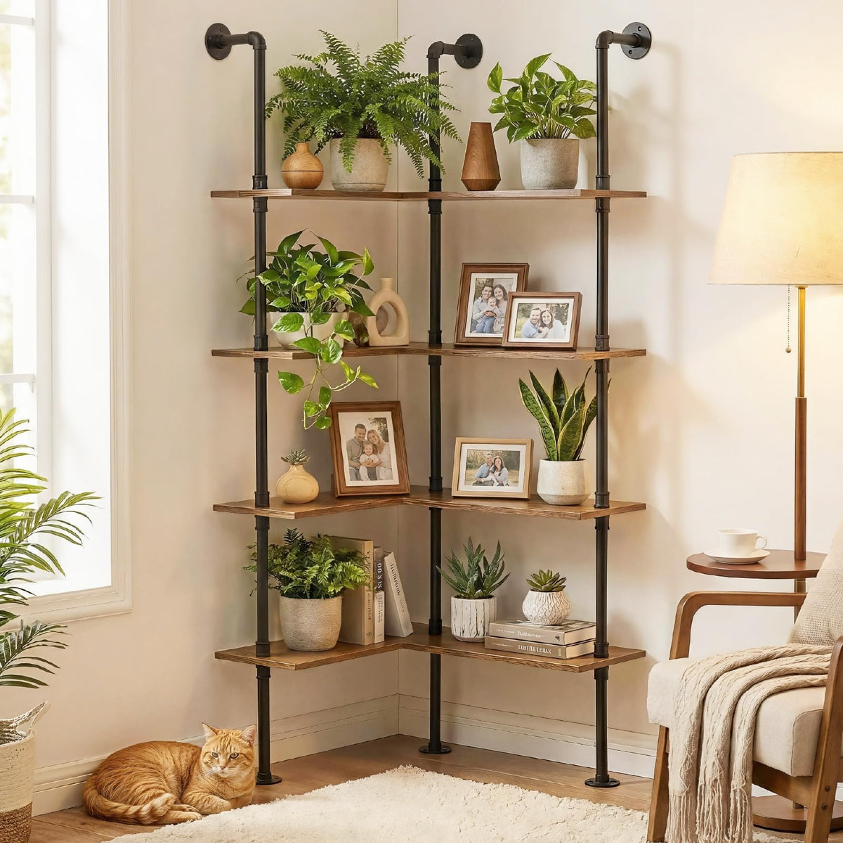Industrial Pipe Corner Bookshelf W1311
