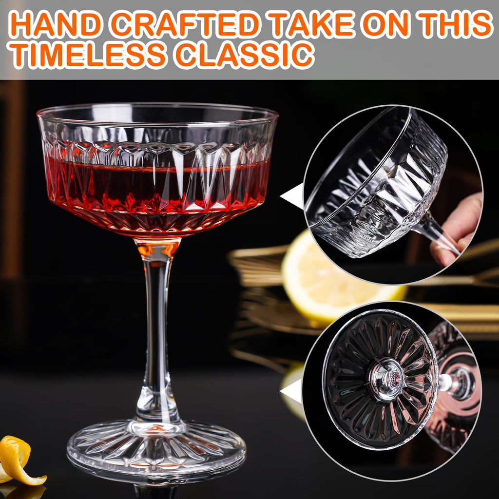 Crystal Coupe Glasses Set of 6, 6.8oz Cocktail Glasses B876