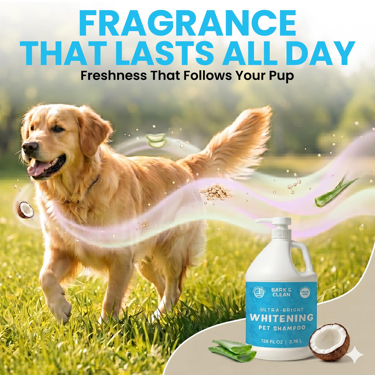Whitening Dog Shampoo with Pump, 1 Gallon Aloe Coconut Q2389