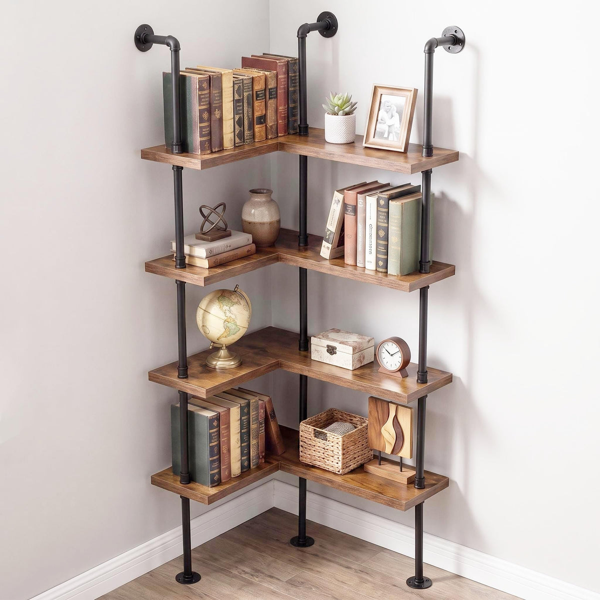 Industrial Pipe Corner Bookshelf W1311