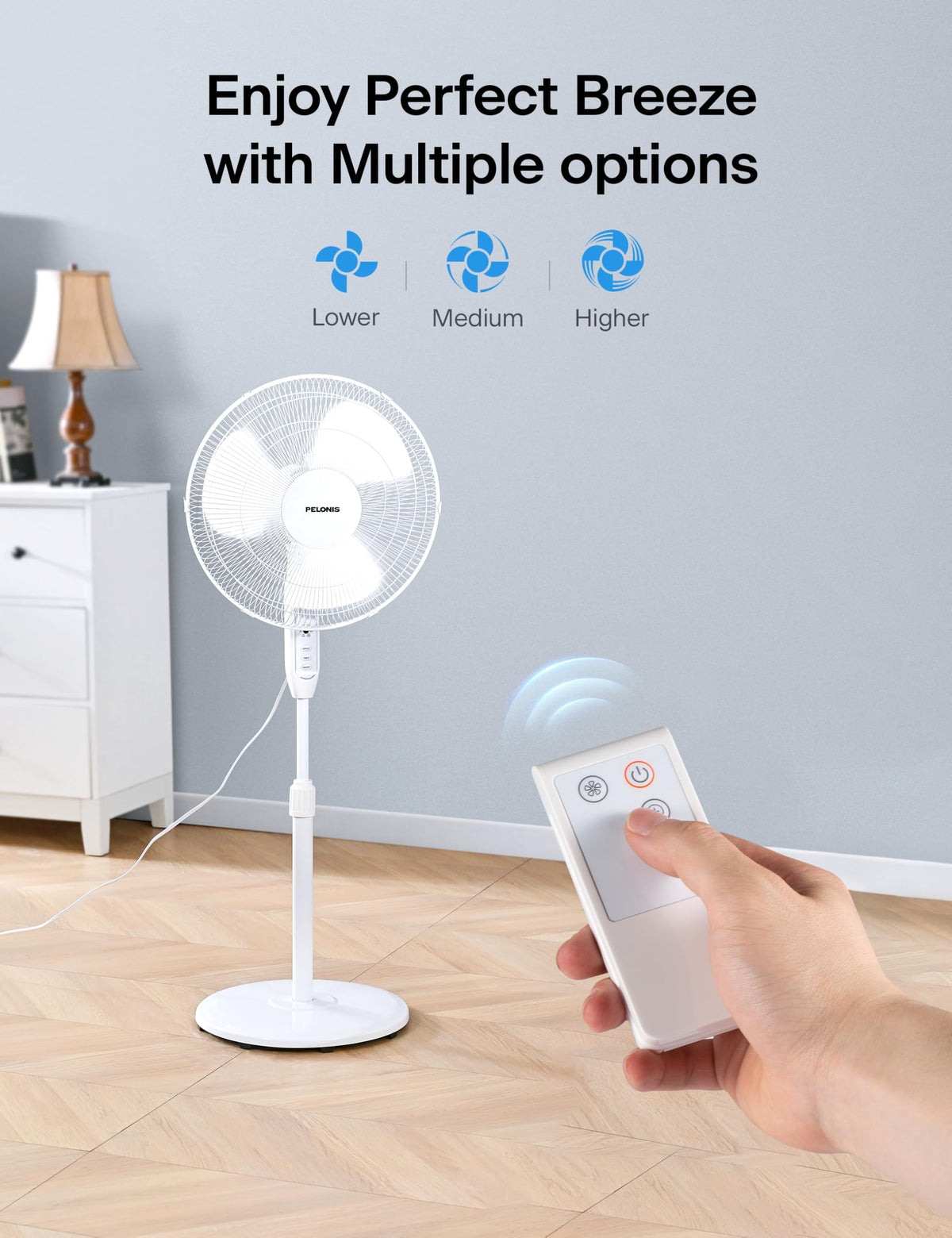 16" Adjustable Oscillating Pedestal Fan with Remote P64429
