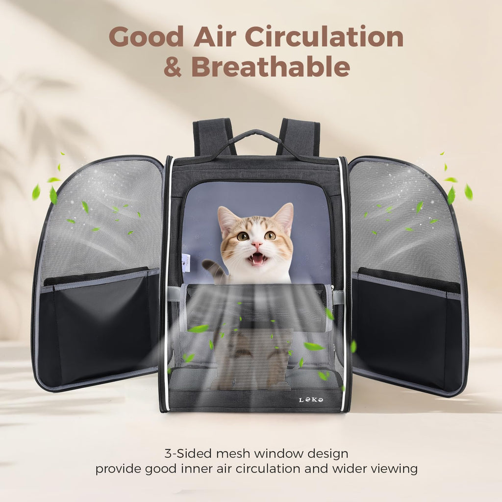 Dog Carrier Backpack for Small Medium Dogs Cats up to 18 lbs, Breathable Pet Backpack Carrier with 3 Entrances N634