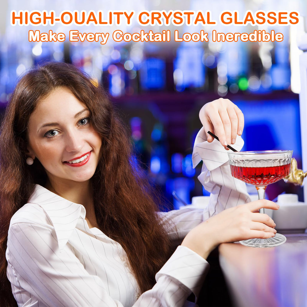 Crystal Coupe Glasses Set of 6, 6.8oz Cocktail Glasses B876