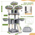 70 Inch Light Grey Cat Tree with Scratching Post K659