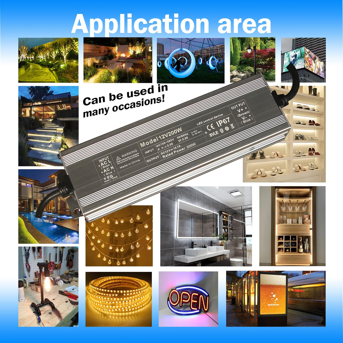 12V 200W IP67 Waterproof LED Transformer G7130