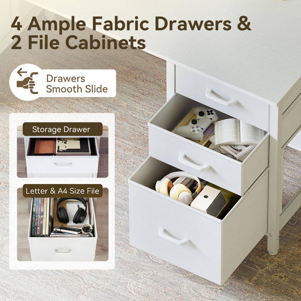 63 inch Computer Desk with 6 Fabric Drawers D658725