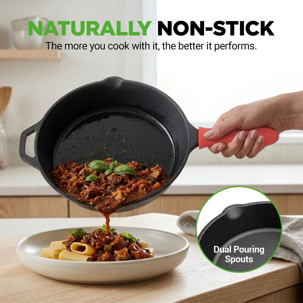10" Pre-Seasoned Cast Iron Skillet with Glass Lid N266347