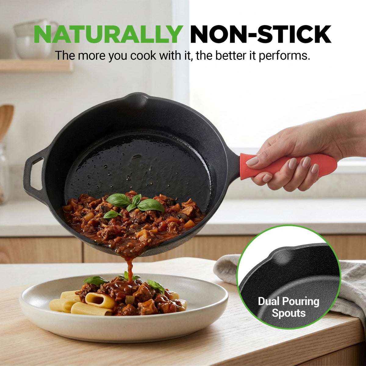 10" Pre-Seasoned Cast Iron Skillet with Glass Lid N266347