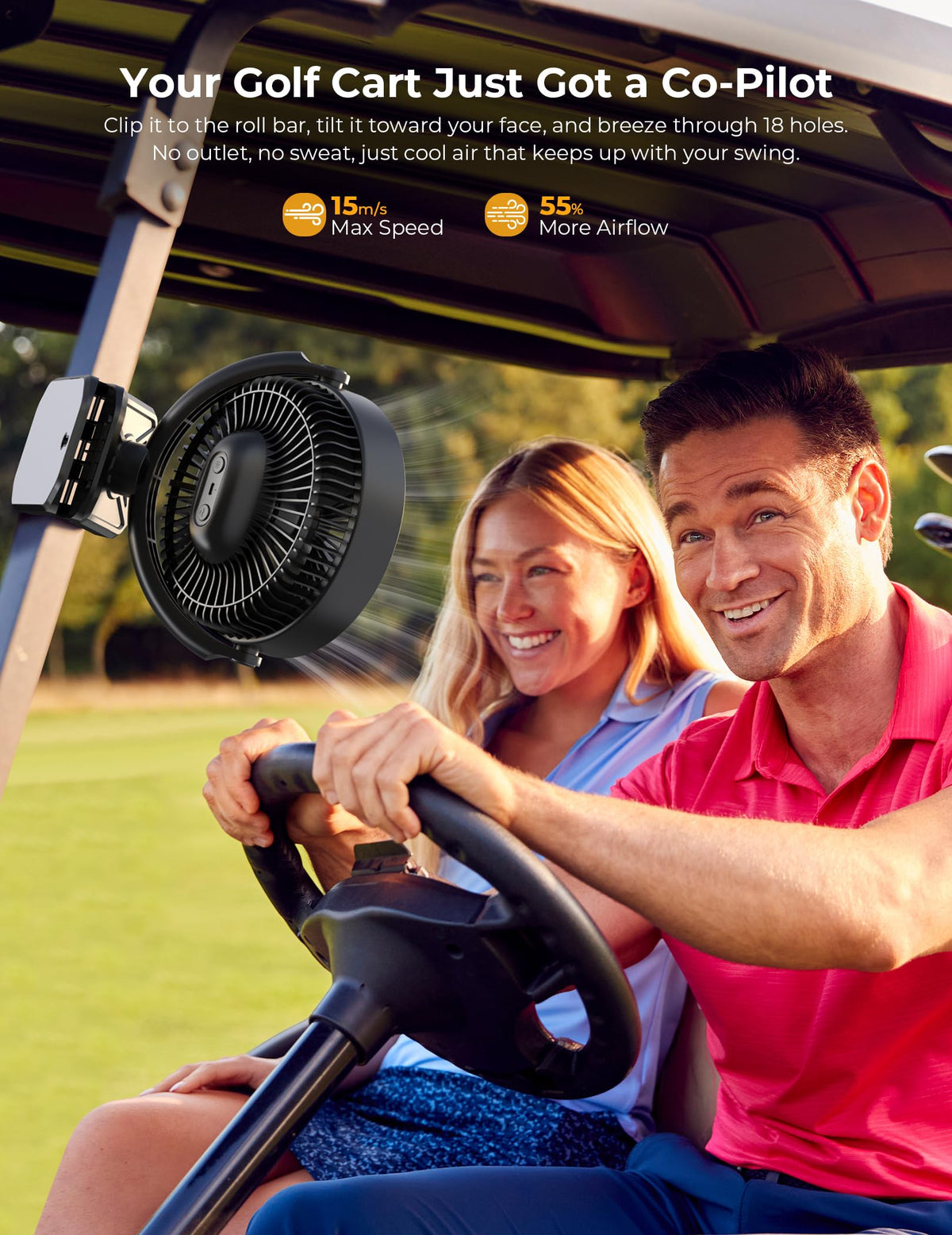 10000mAh Rechargeable 8 Inch Clip on Fan Black F44054