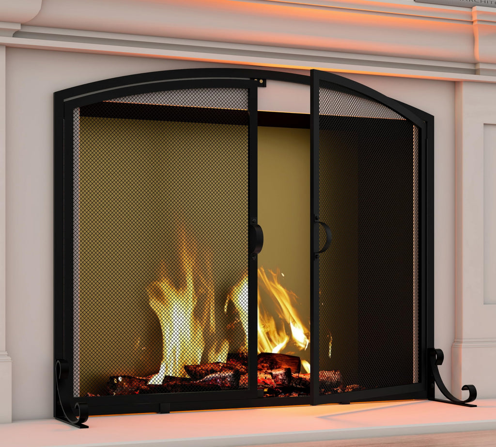 2-Panel Metal Fireplace Screen O345