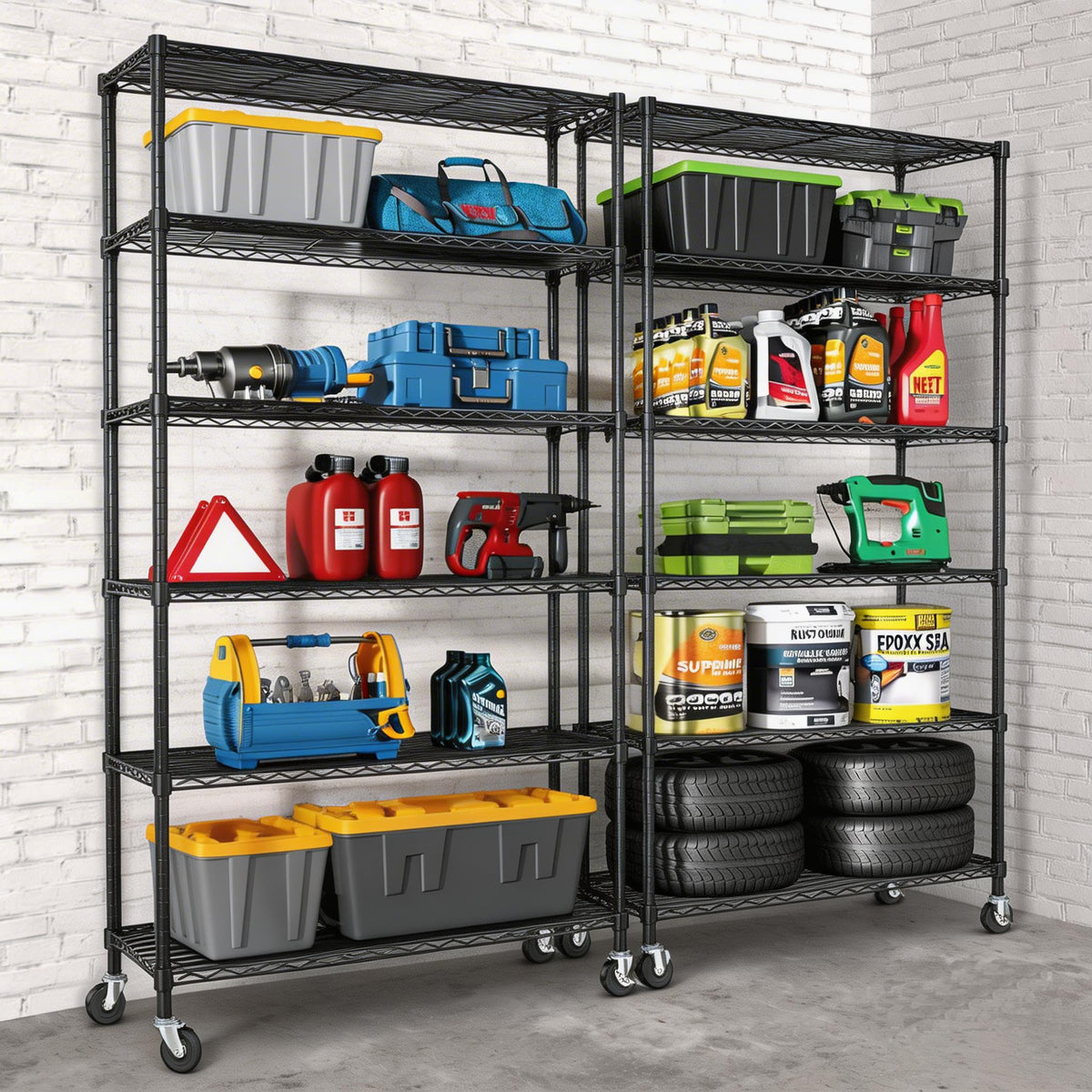 6 Tier Wire Metal Shelving Rack with Wheels R687