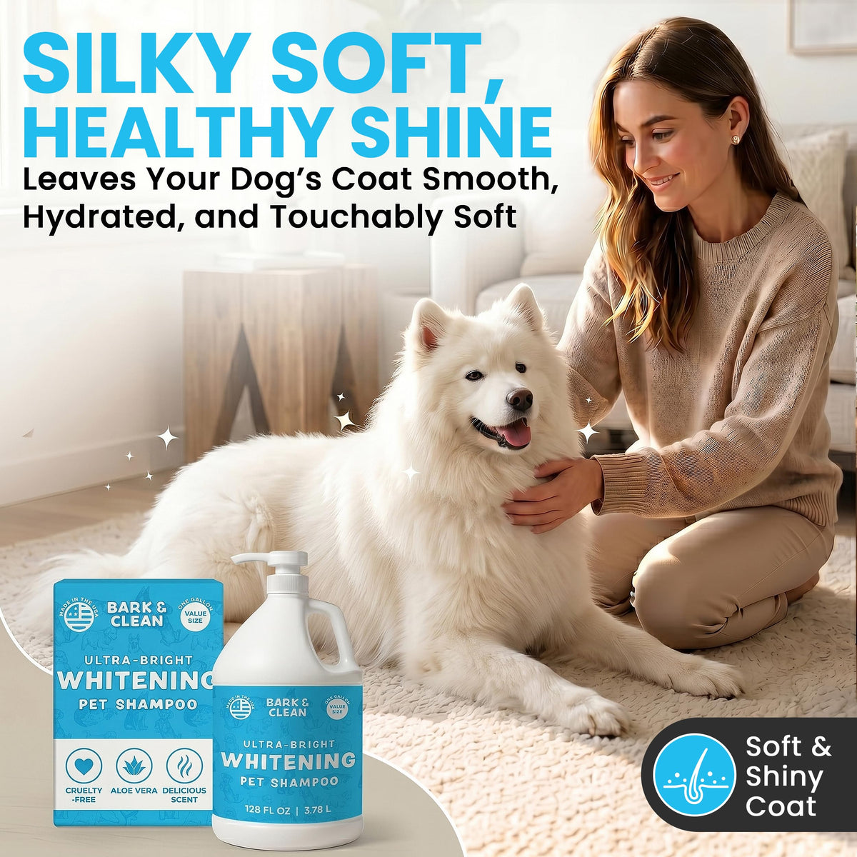 Whitening Dog Shampoo with Pump, 1 Gallon Aloe Coconut Q2389
