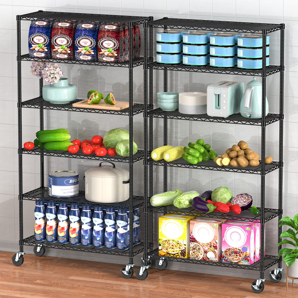 6 Tier Wire Metal Shelving Rack with Wheels R687
