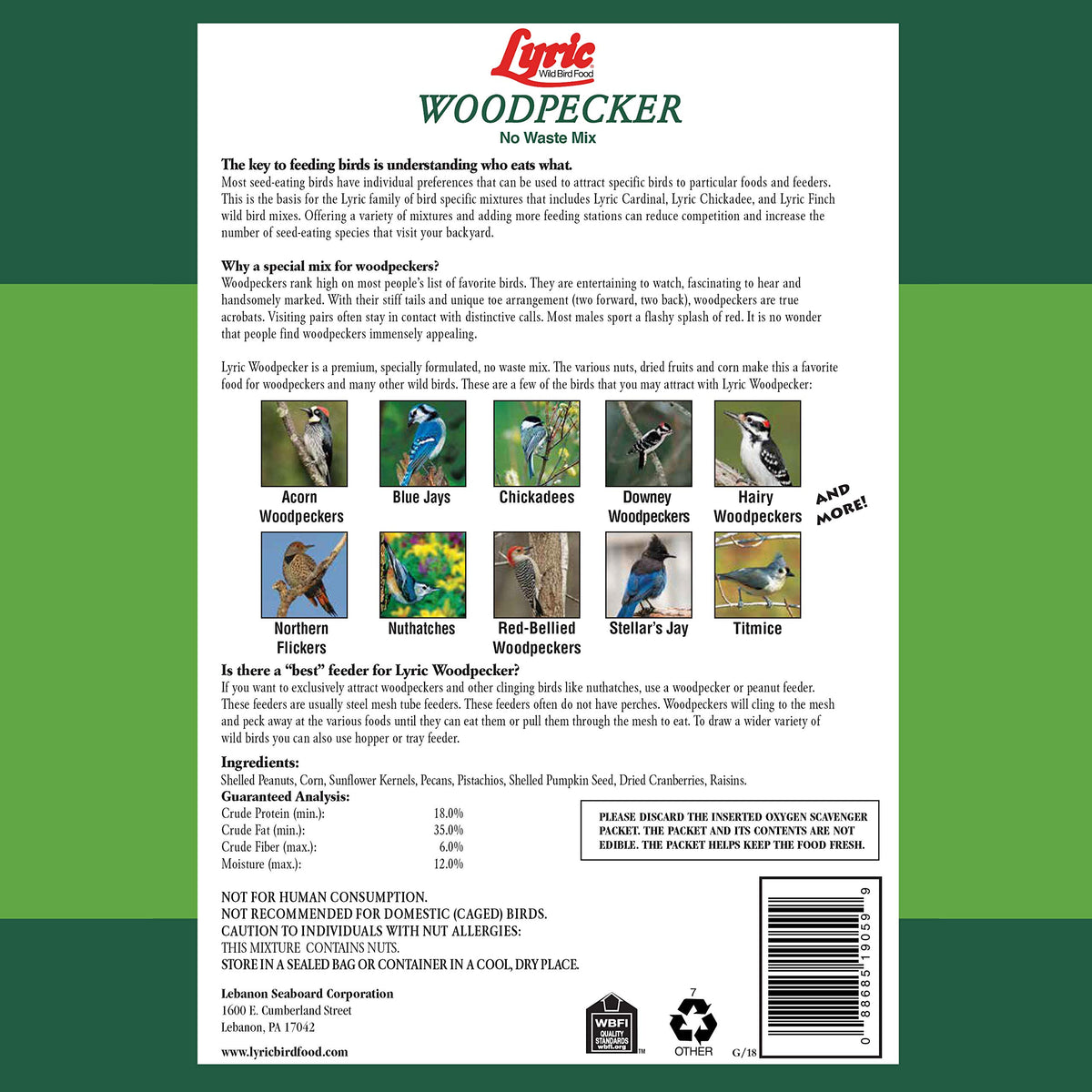 Woodpecker Wild Bird Seed with Nuts & Dried Fruit 20 lb Bag U870161