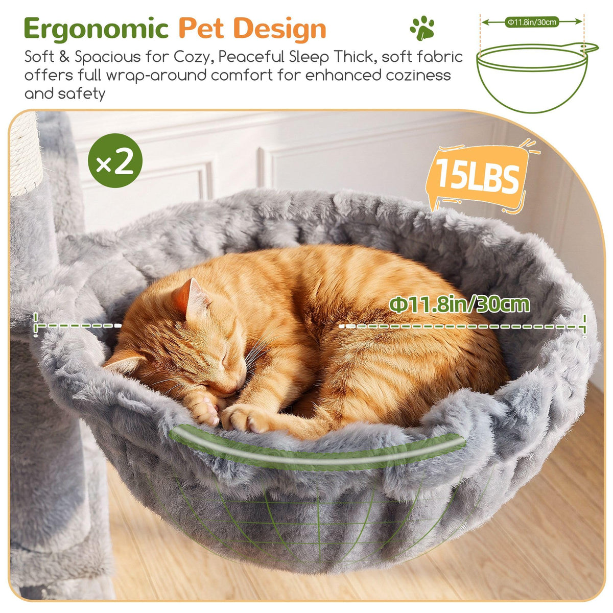 70 Inch Light Grey Cat Tree with Scratching Post K659