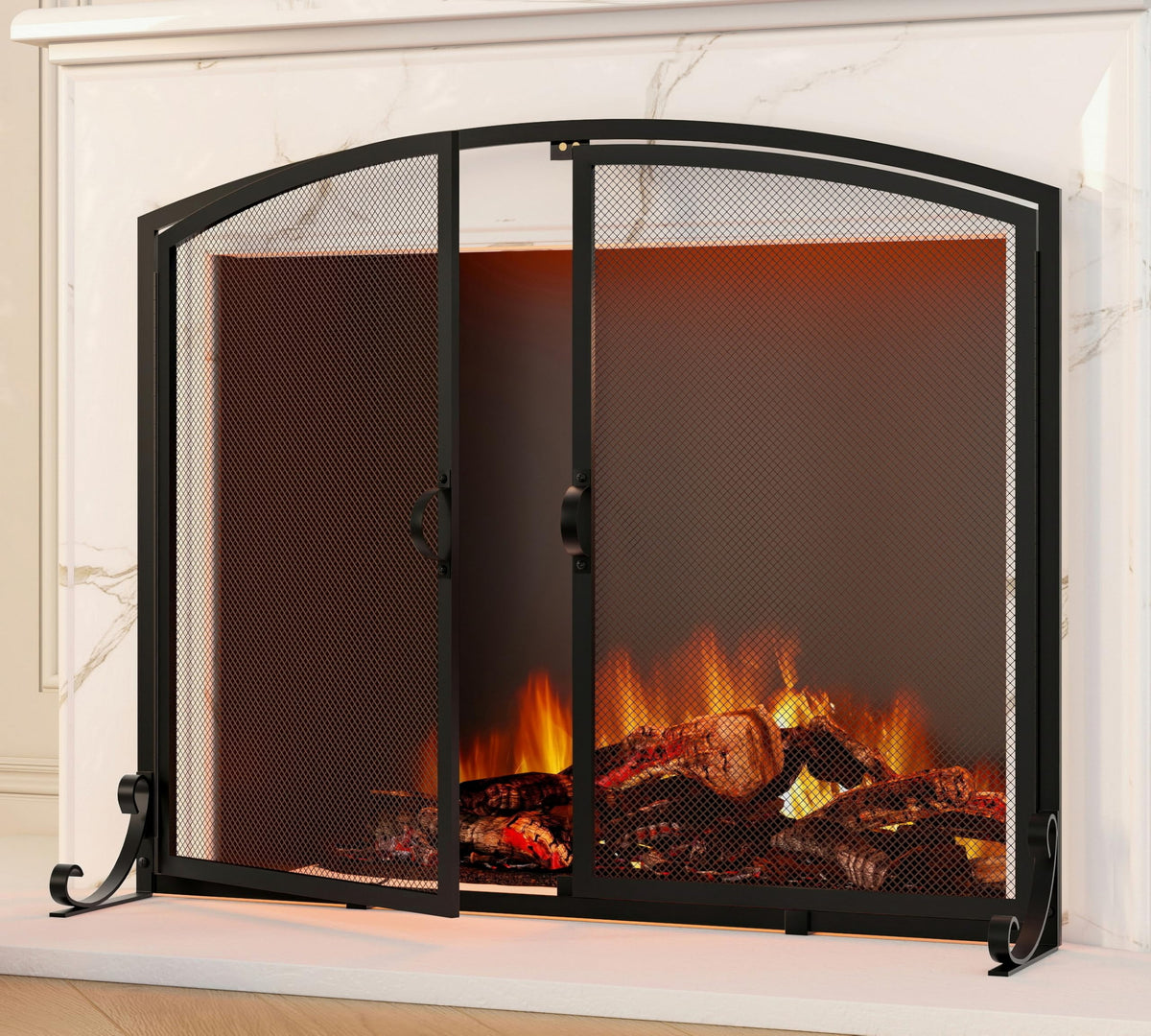 2-Panel Metal Fireplace Screen O345