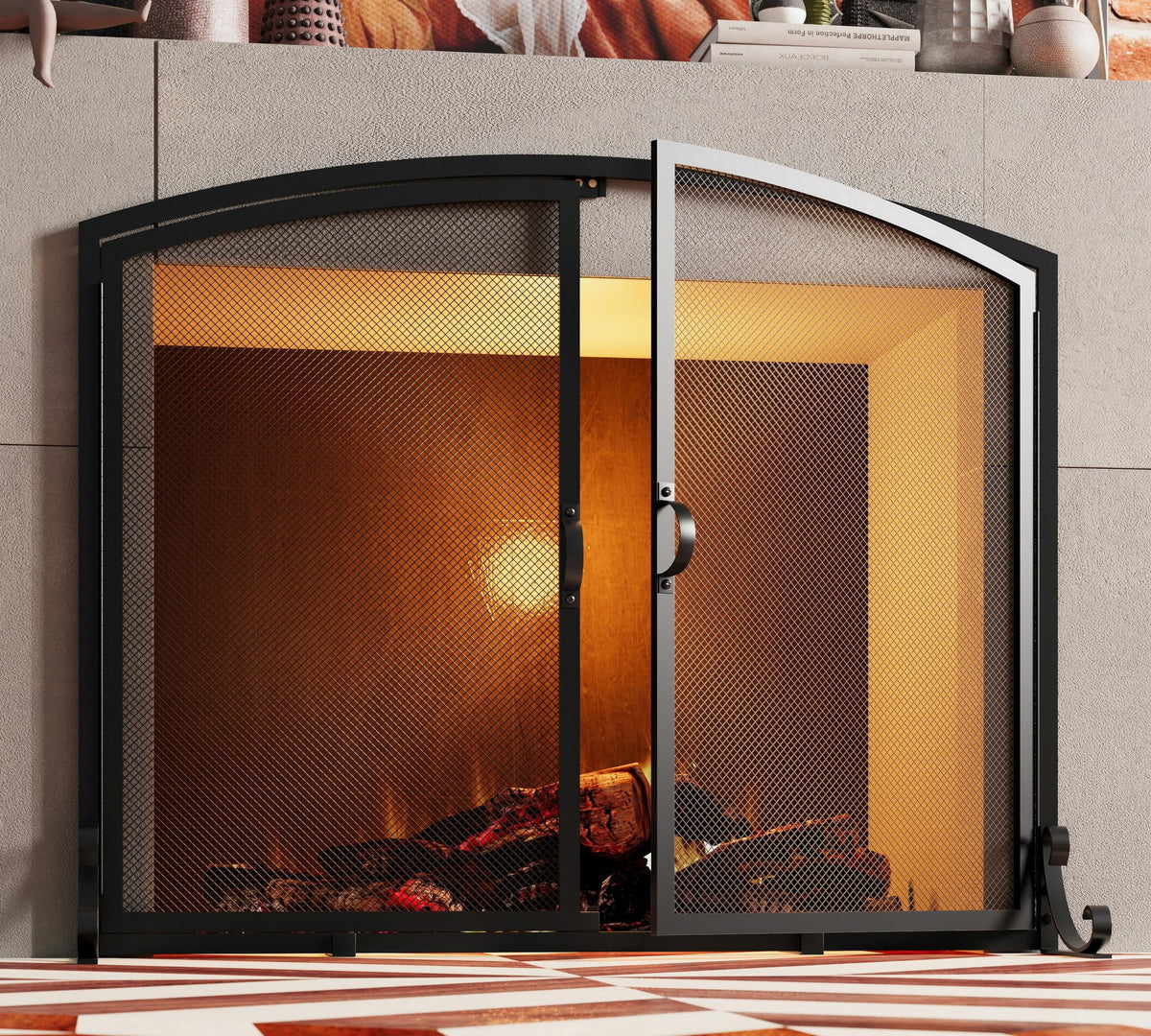 2-Panel Metal Fireplace Screen O345