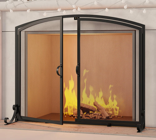 2-Panel Metal Fireplace Screen O345